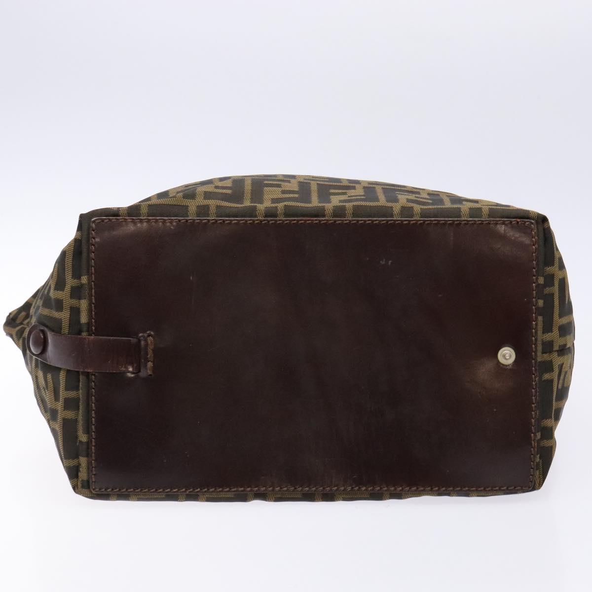 FENDI Zucca Canvas Hand Bag Black Brown Auth 139541