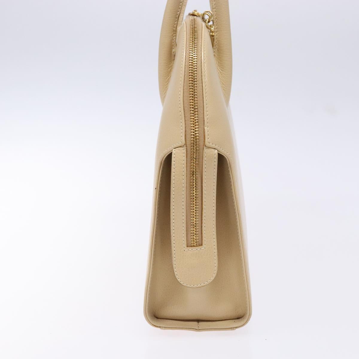 Salvatore Ferragamo Gancini Hand Bag Leather Ivory Gold Auth 139544