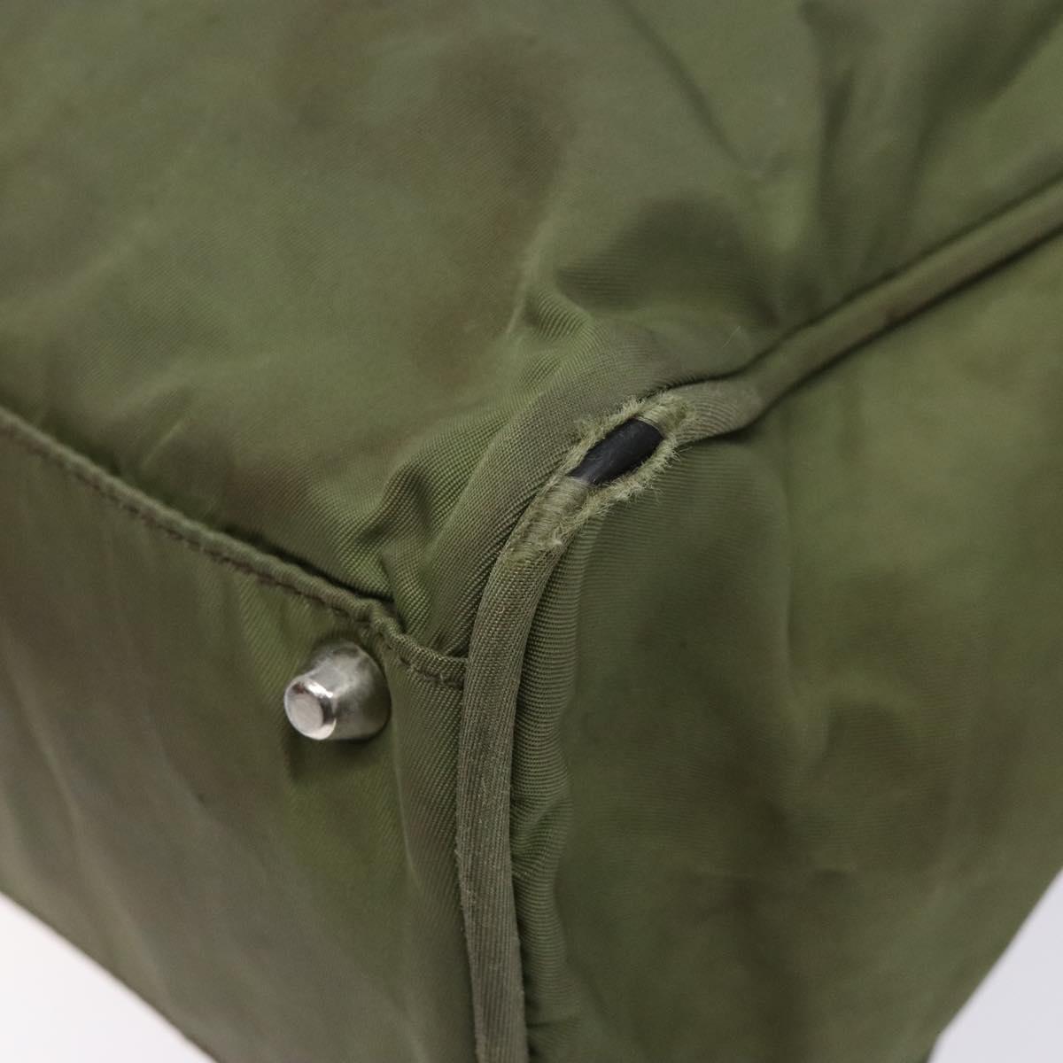 PRADA Hand Bag Nylon Green Silver Auth 139545