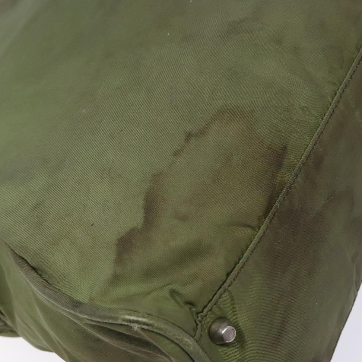 PRADA Hand Bag Nylon Green Silver Auth 139545
