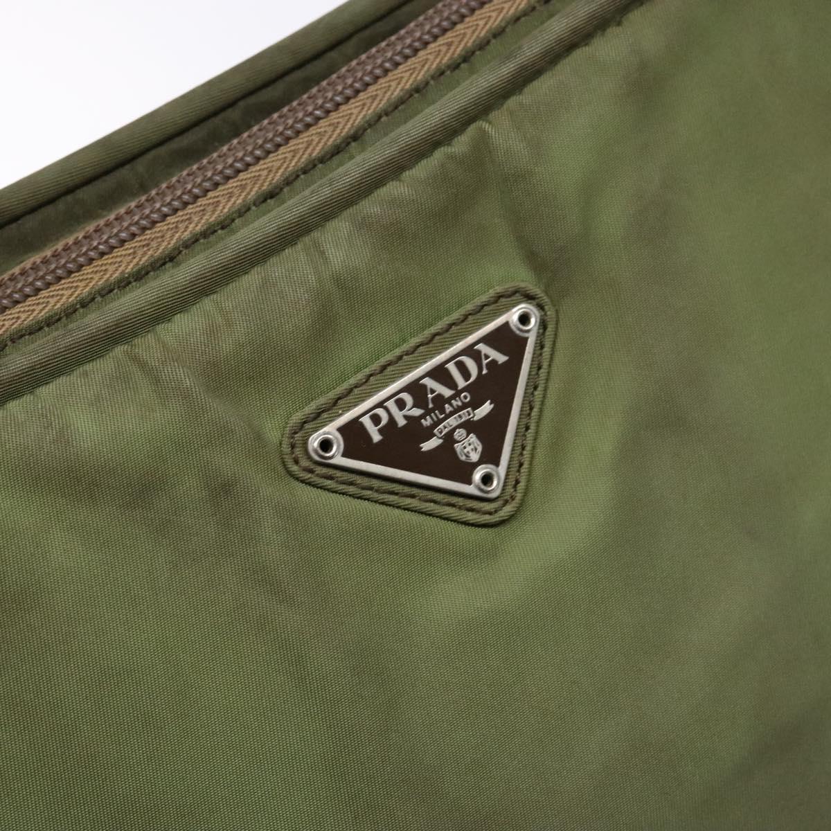 PRADA Hand Bag Nylon Green Silver Auth 139545