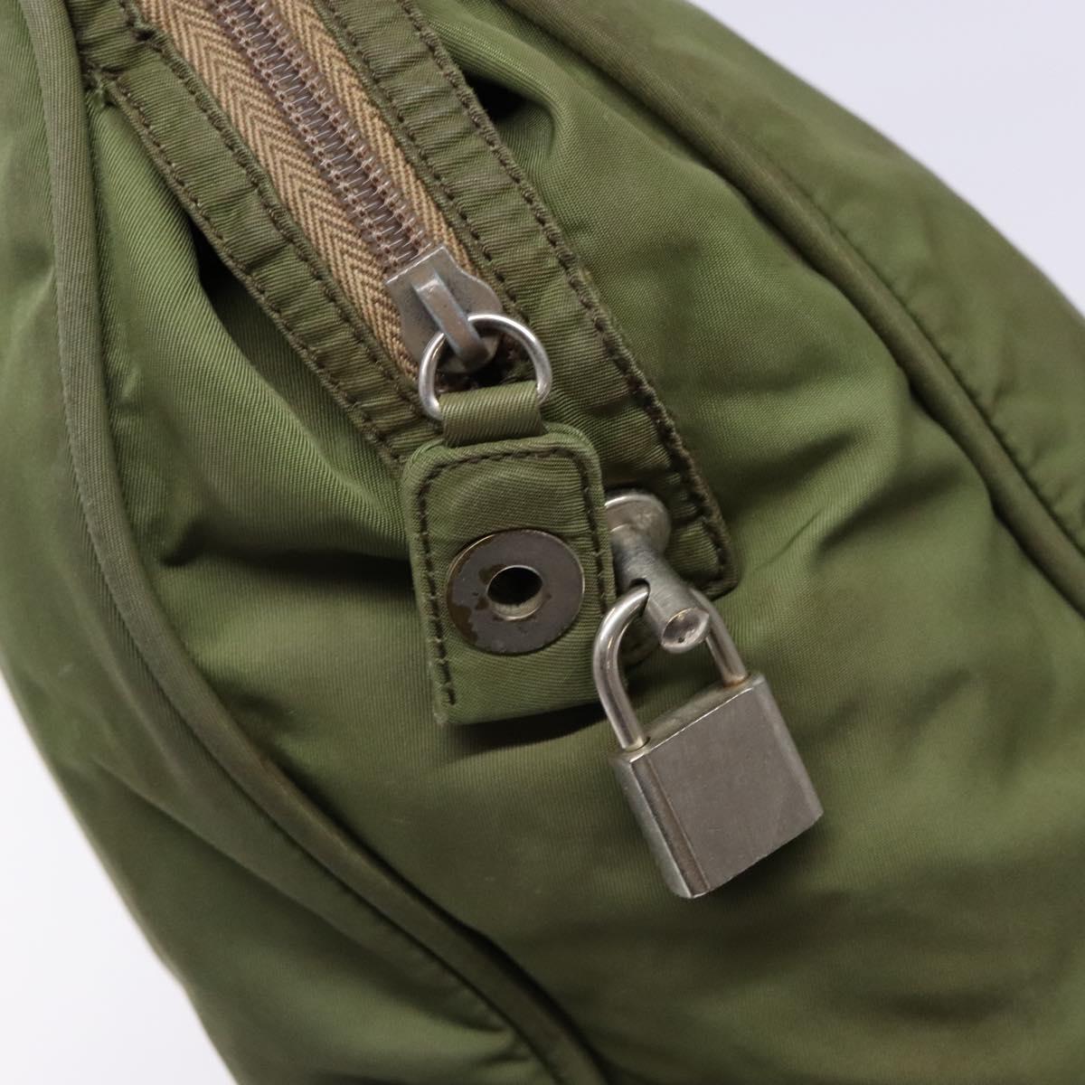 PRADA Hand Bag Nylon Green Silver Auth 139545