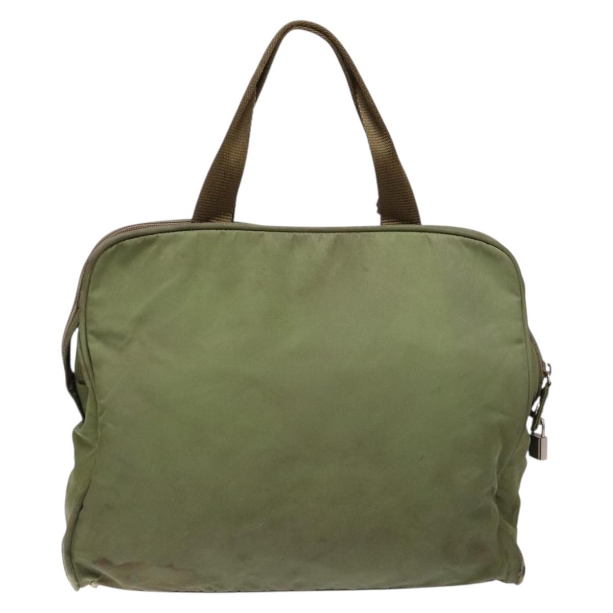 PRADA Hand Bag Nylon Green Silver Auth 139545