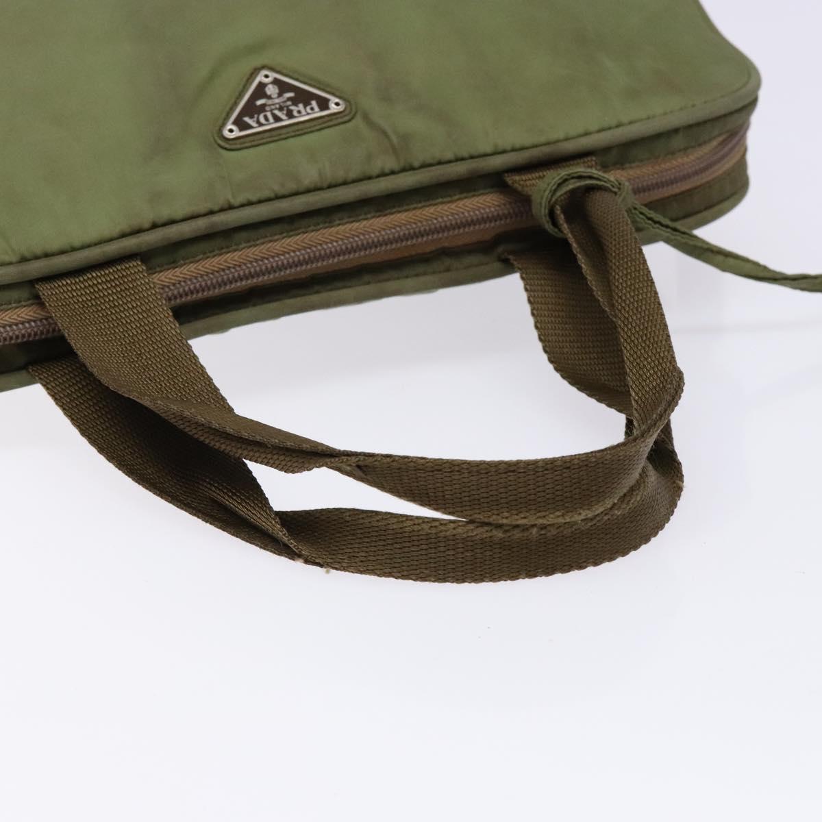 PRADA Hand Bag Nylon Green Silver Auth 139545