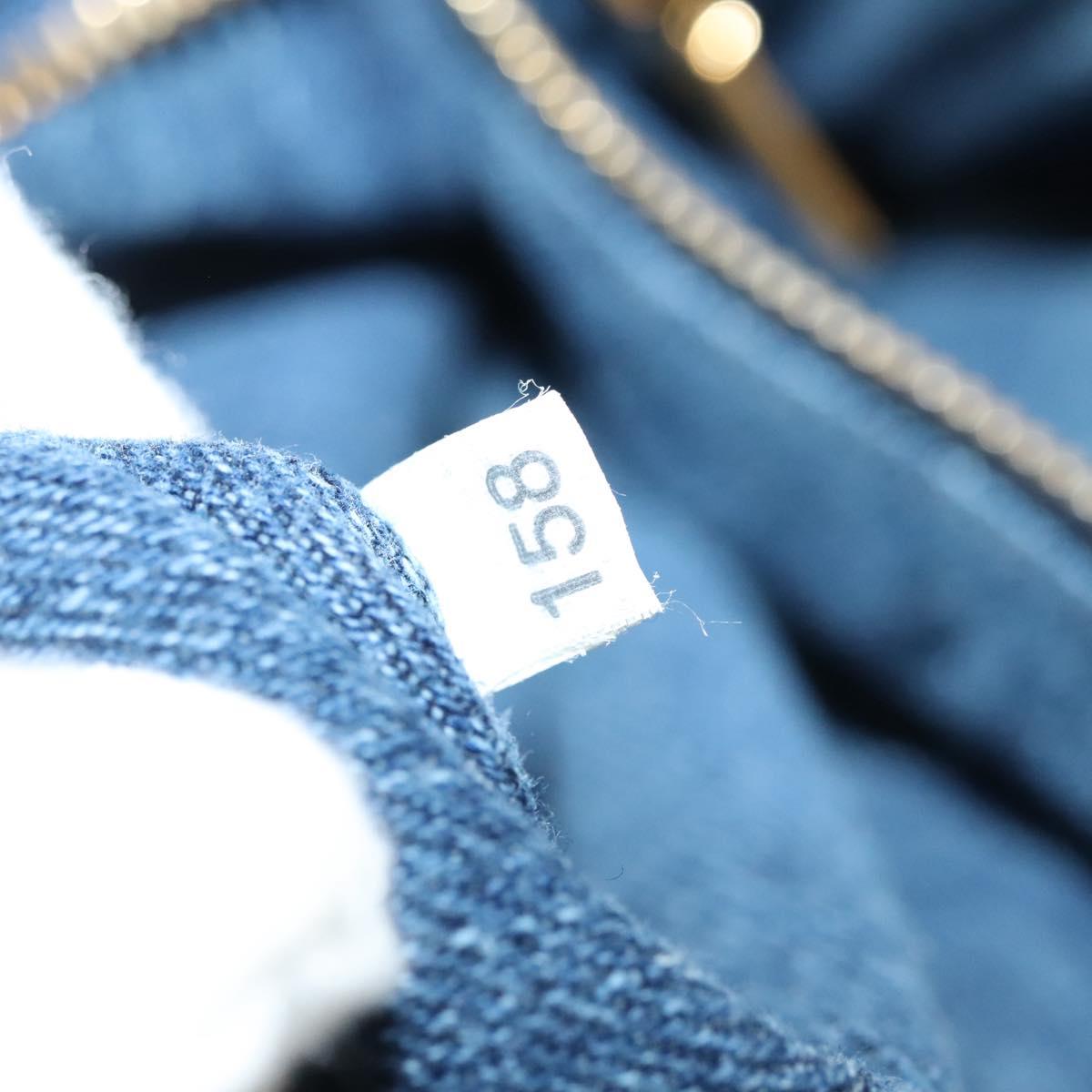 PRADA Canapa GM Hand Bag Denim Blue Gold Auth 139546