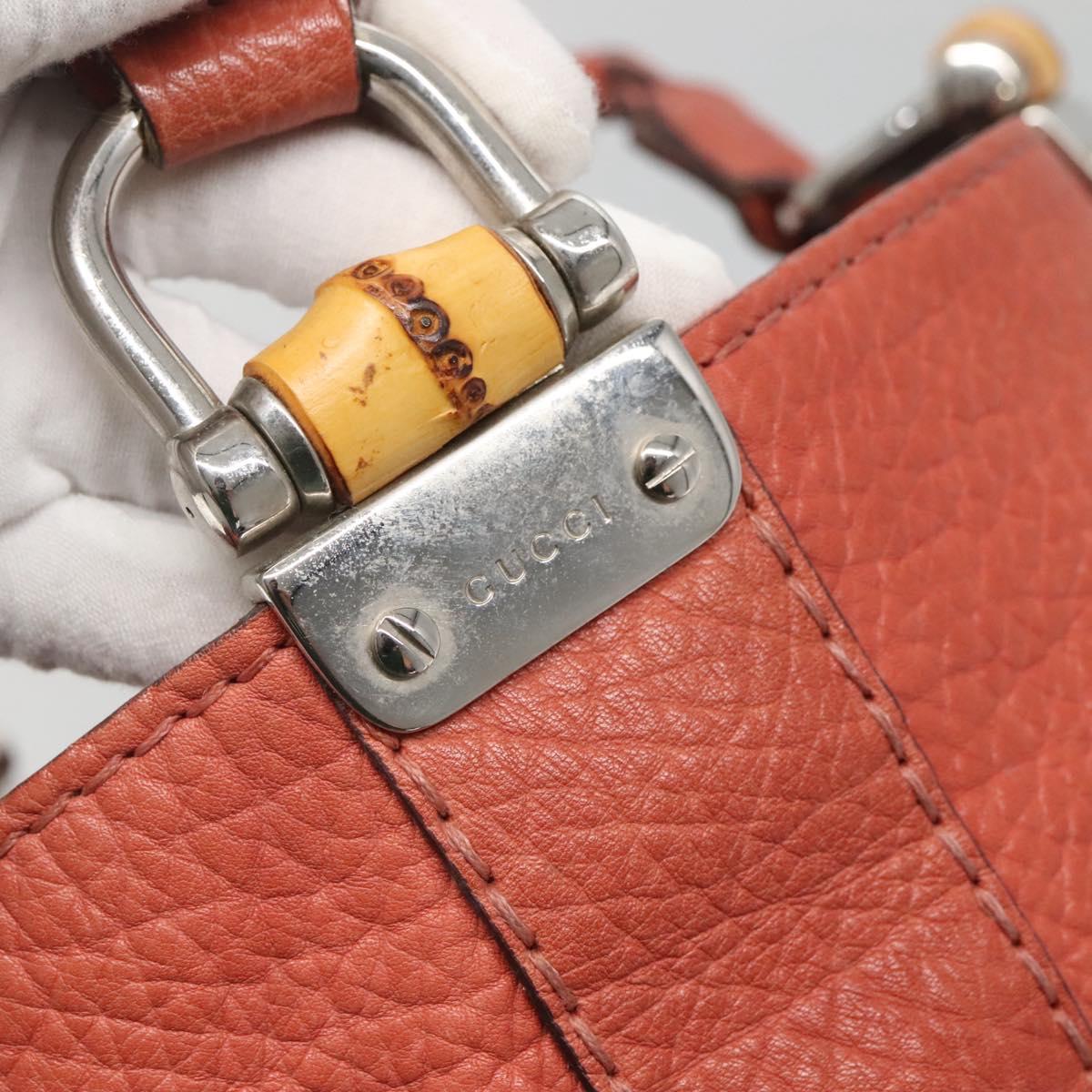 GUCCI Bamboo Tote Bag Leather Red Silver 232947 Auth 139547