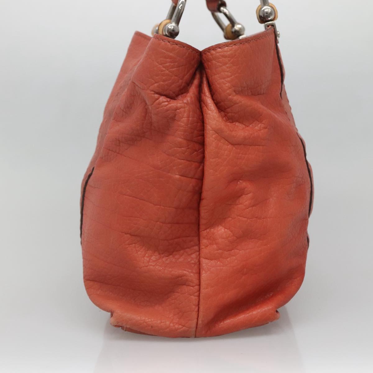 GUCCI Bamboo Tote Bag Leather Red Silver 232947 Auth 139547