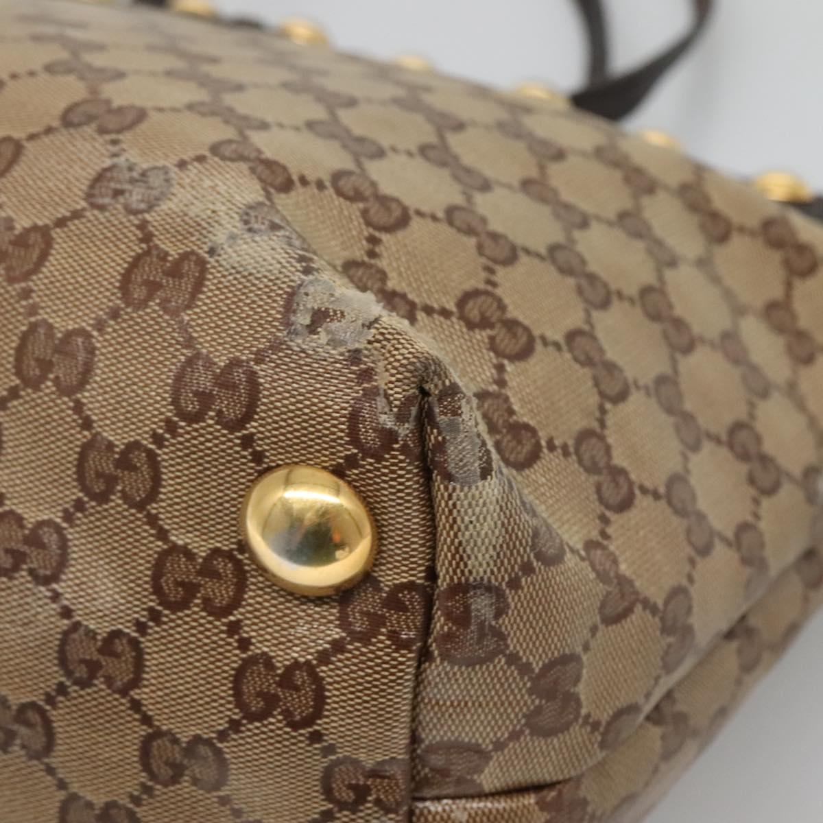 GUCCI GG Crystal Tote Bag Coated Canvas Beige Gold 207291 Auth 139548