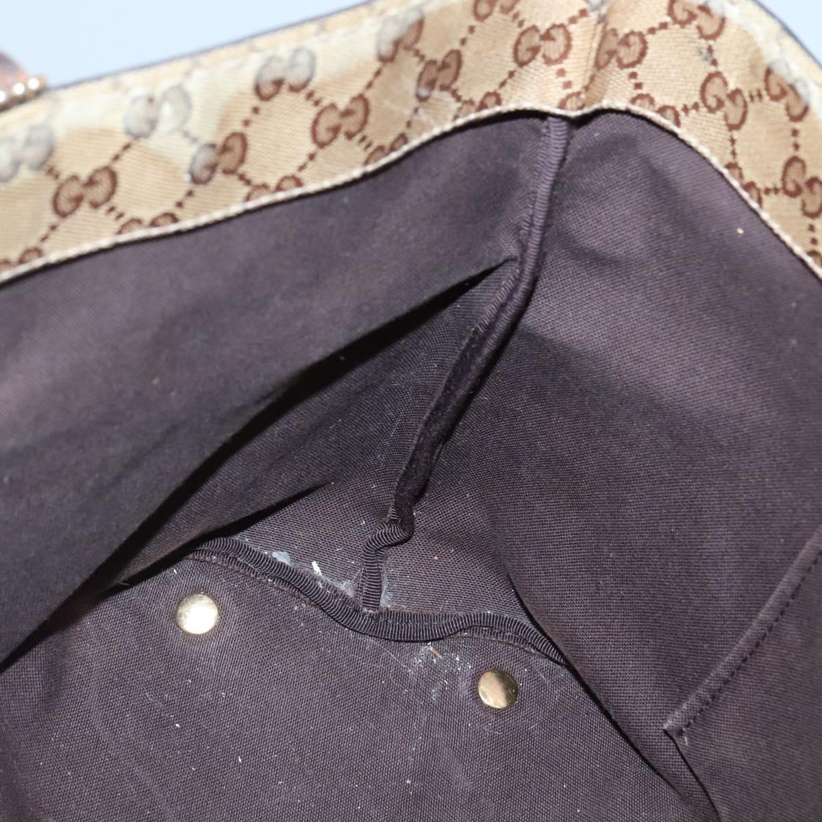 GUCCI GG Crystal Tote Bag Coated Canvas Beige Gold 207291 Auth 139548