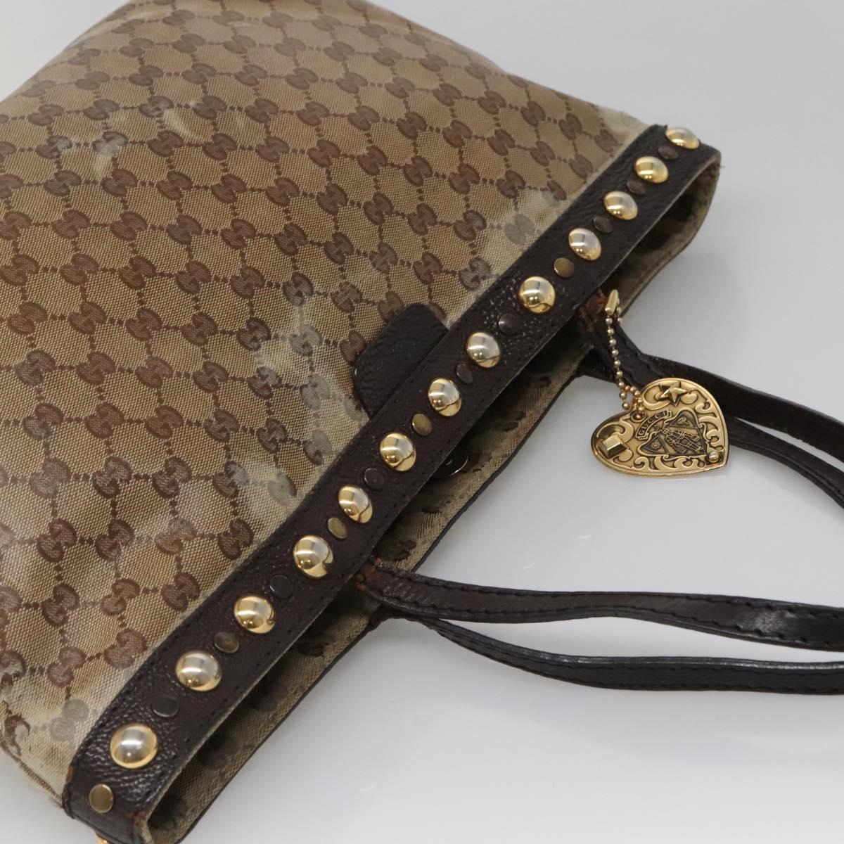 GUCCI GG Crystal Tote Bag Coated Canvas Beige Gold 207291 Auth 139548