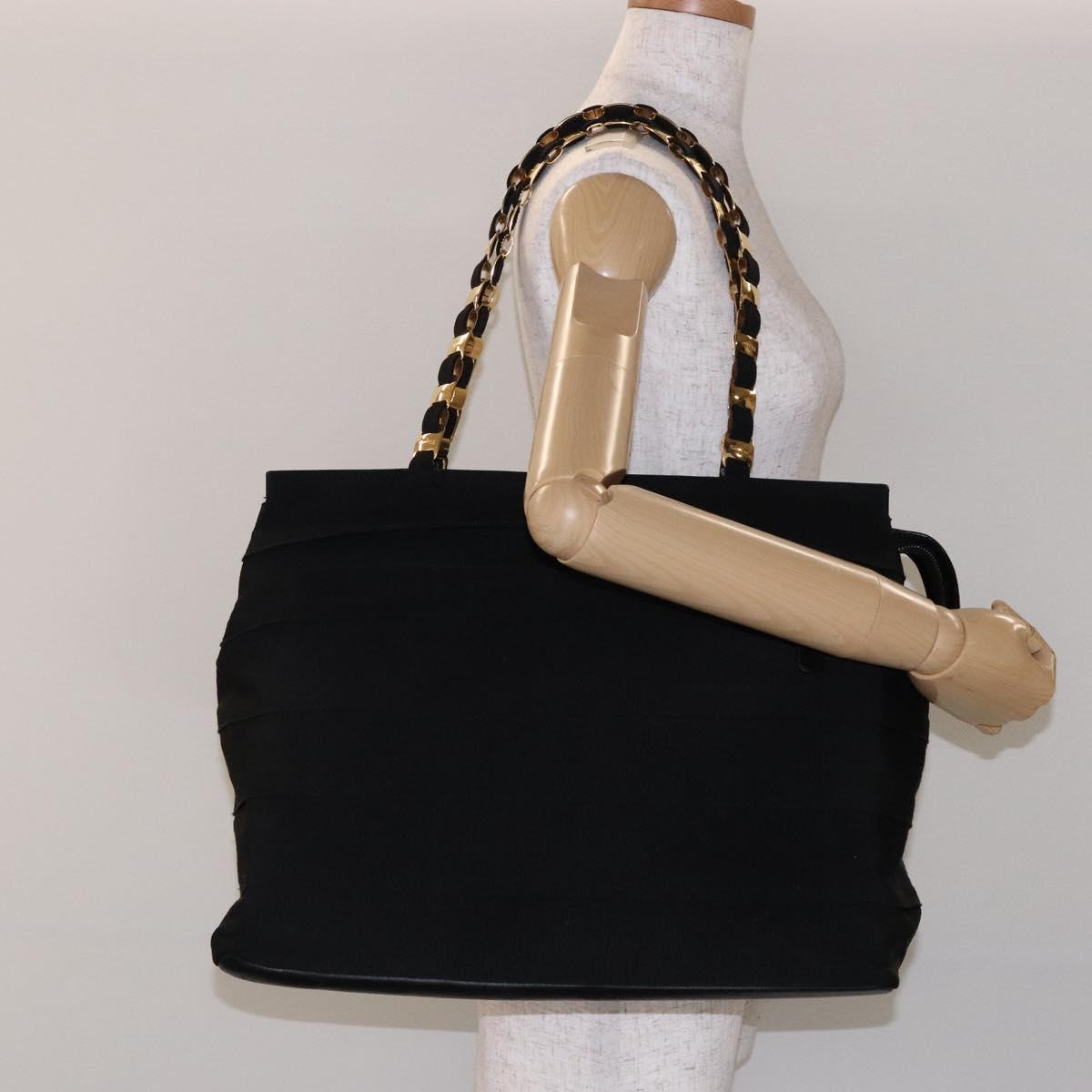 Salvatore Ferragamo Vala Tote Bag Nylon Black Gold Auth 139557