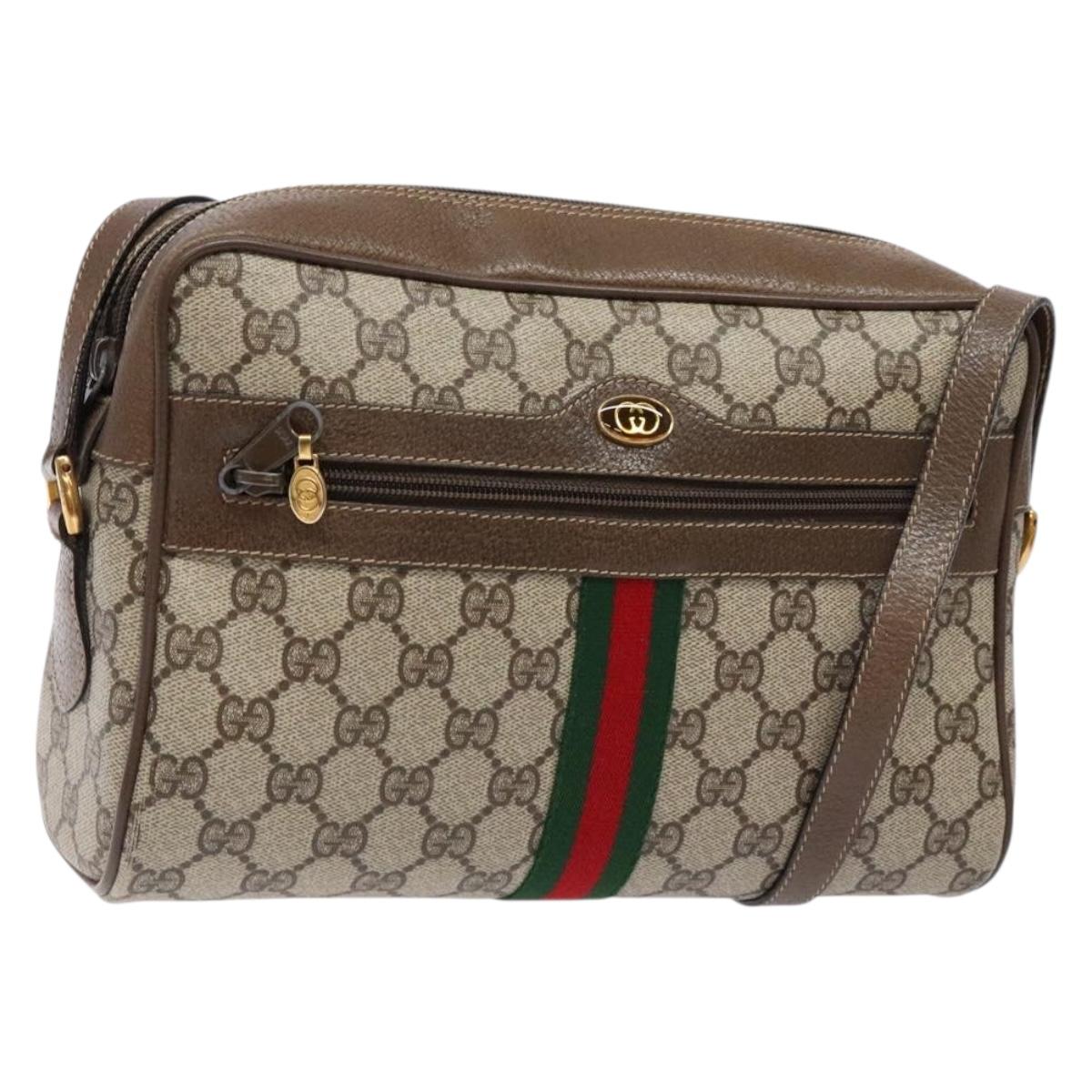 GUCCI GG Supreme Web Sherry Line Shoulder Bag PVC Beige 56 02 005 Auth 139573