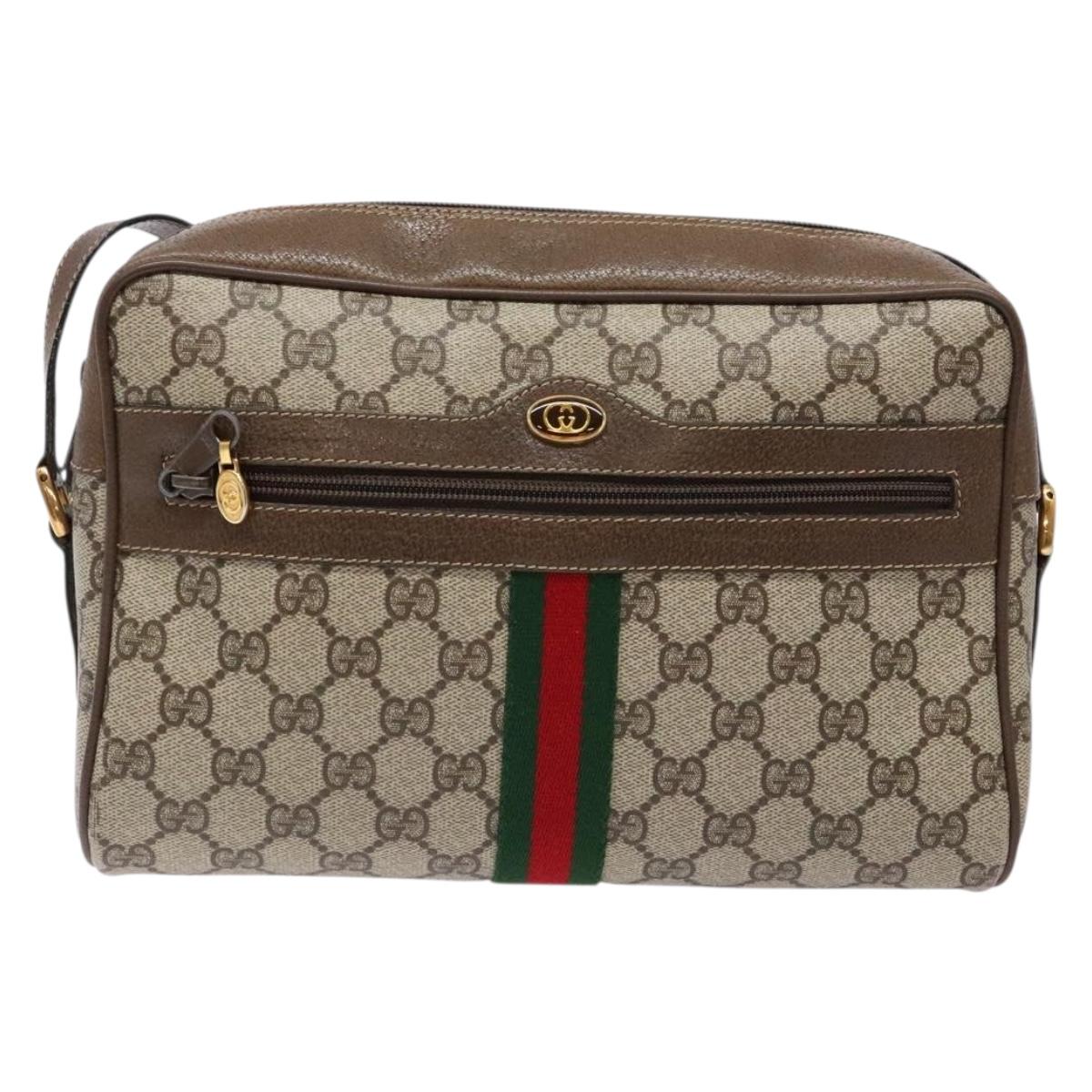GUCCI GG Supreme Web Sherry Line Shoulder Bag PVC Beige 56 02 005 Auth 139573