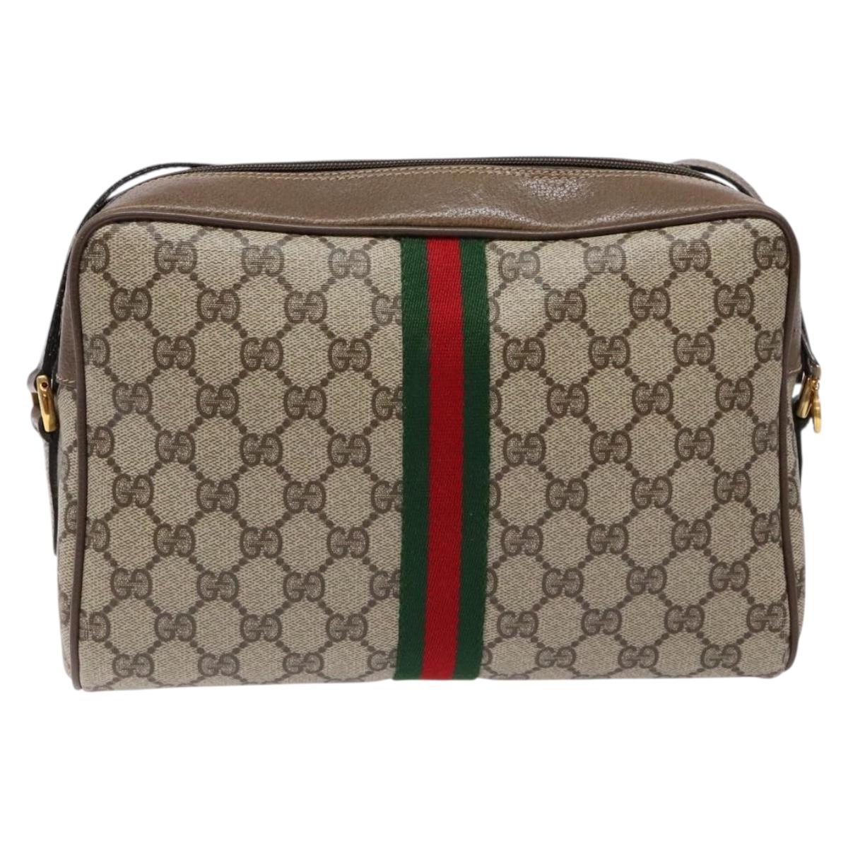 GUCCI GG Supreme Web Sherry Line Shoulder Bag PVC Beige 56 02 005 Auth 139573
