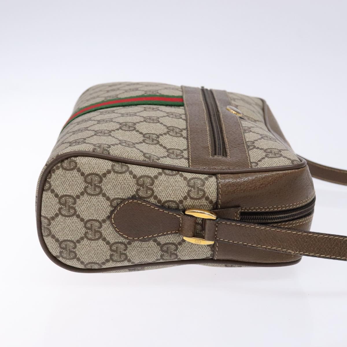 GUCCI GG Supreme Web Sherry Line Shoulder Bag PVC Beige 56 02 005 Auth 139573