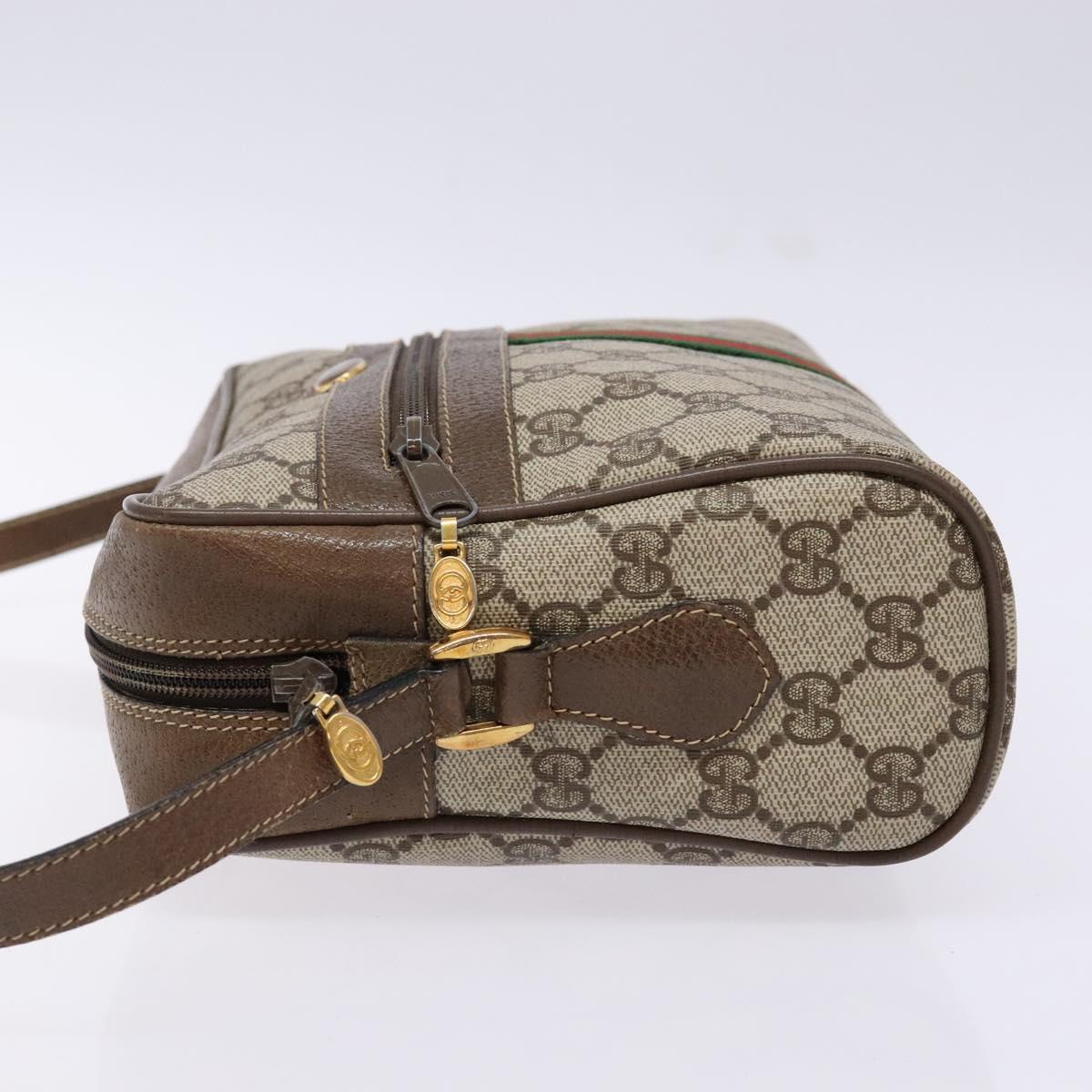 GUCCI GG Supreme Web Sherry Line Shoulder Bag PVC Beige 56 02 005 Auth 139573