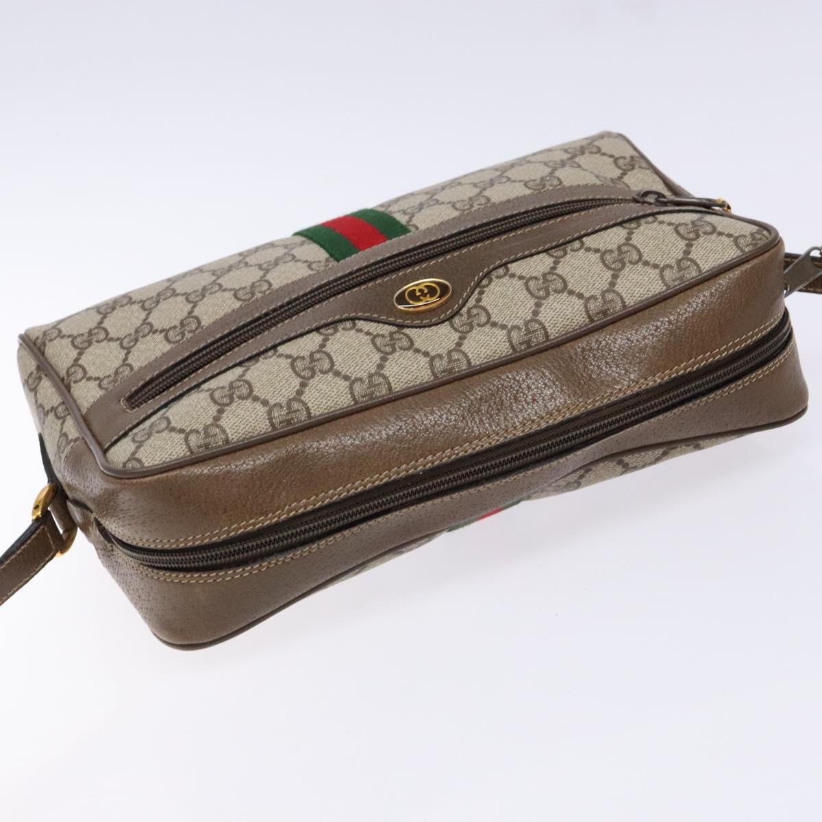 GUCCI GG Supreme Web Sherry Line Shoulder Bag PVC Beige 56 02 005 Auth 139573