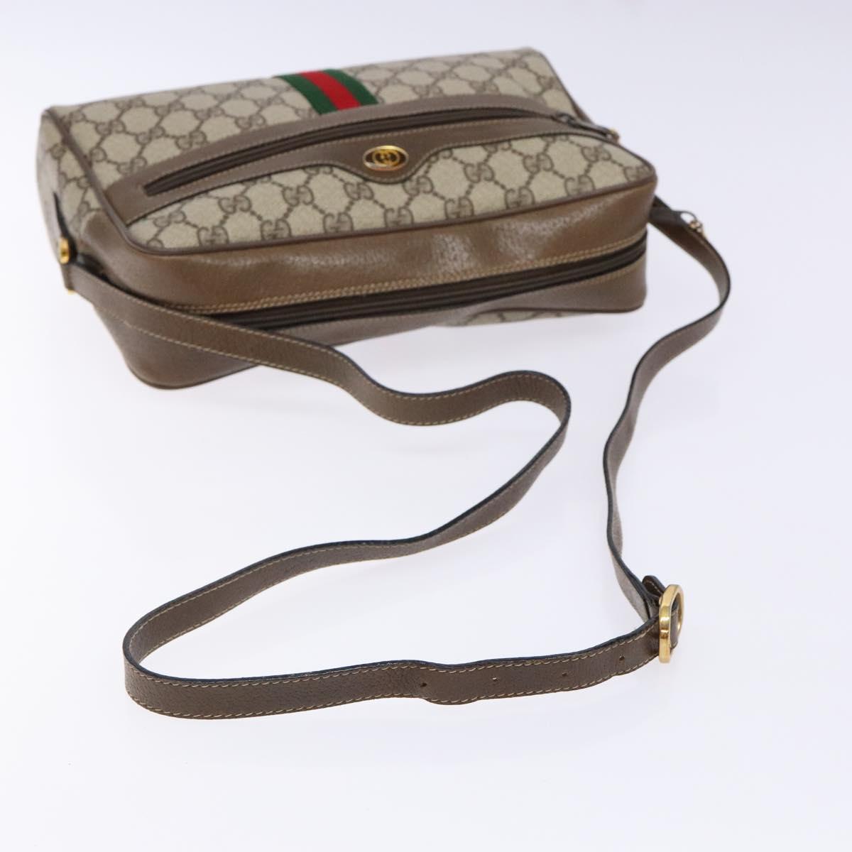 GUCCI GG Supreme Web Sherry Line Shoulder Bag PVC Beige 56 02 005 Auth 139573
