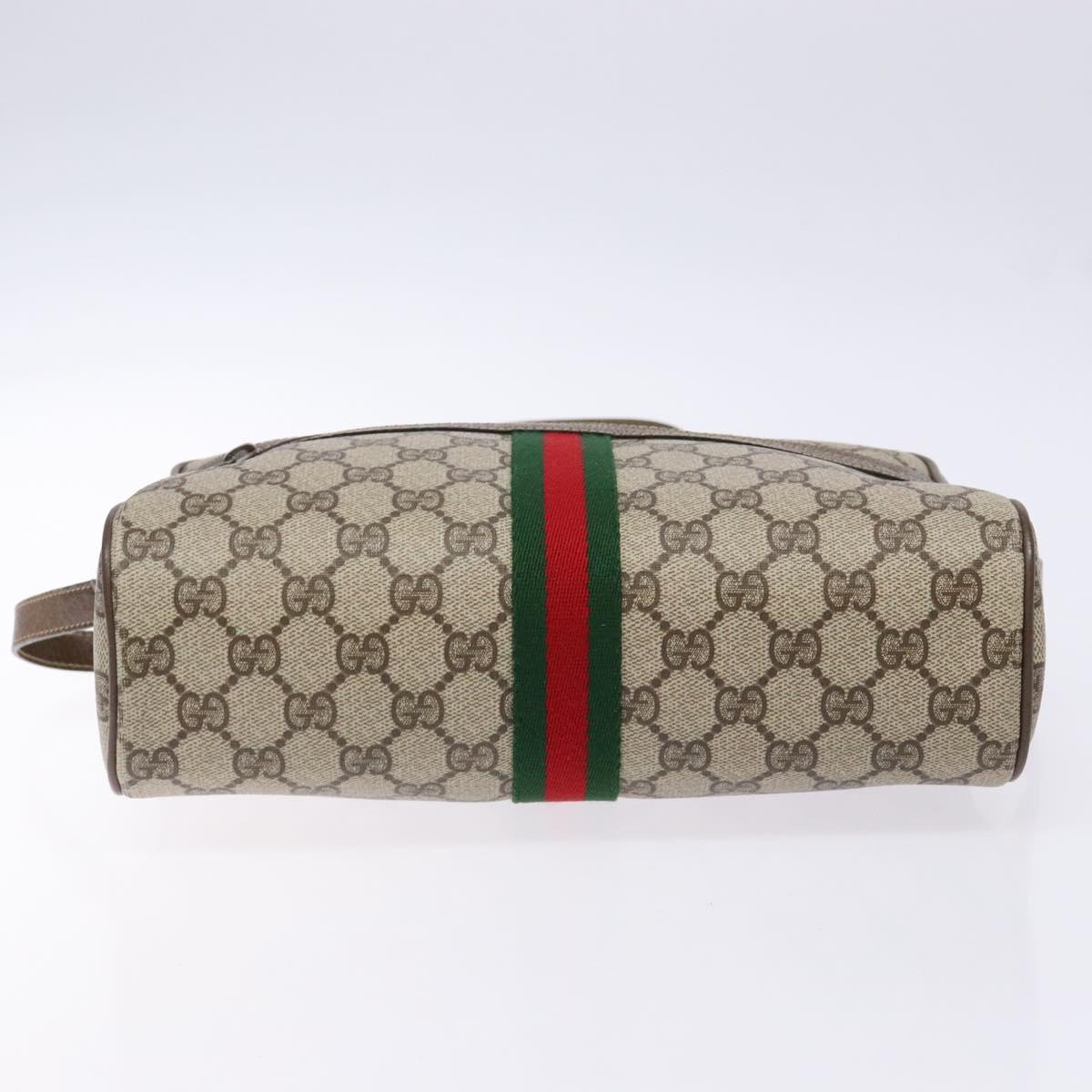 GUCCI GG Supreme Web Sherry Line Shoulder Bag PVC Beige 56 02 005 Auth 139573