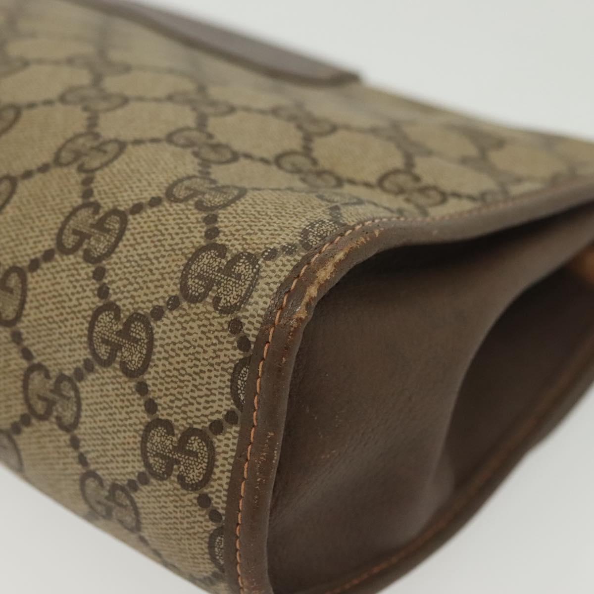 GUCCI GG Supreme Web Sherry Line Clutch Bag PVC Beige 156 01 031 Auth 139574