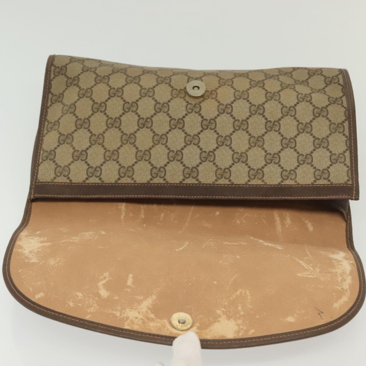 GUCCI GG Supreme Web Sherry Line Clutch Bag PVC Beige 156 01 031 Auth 139574