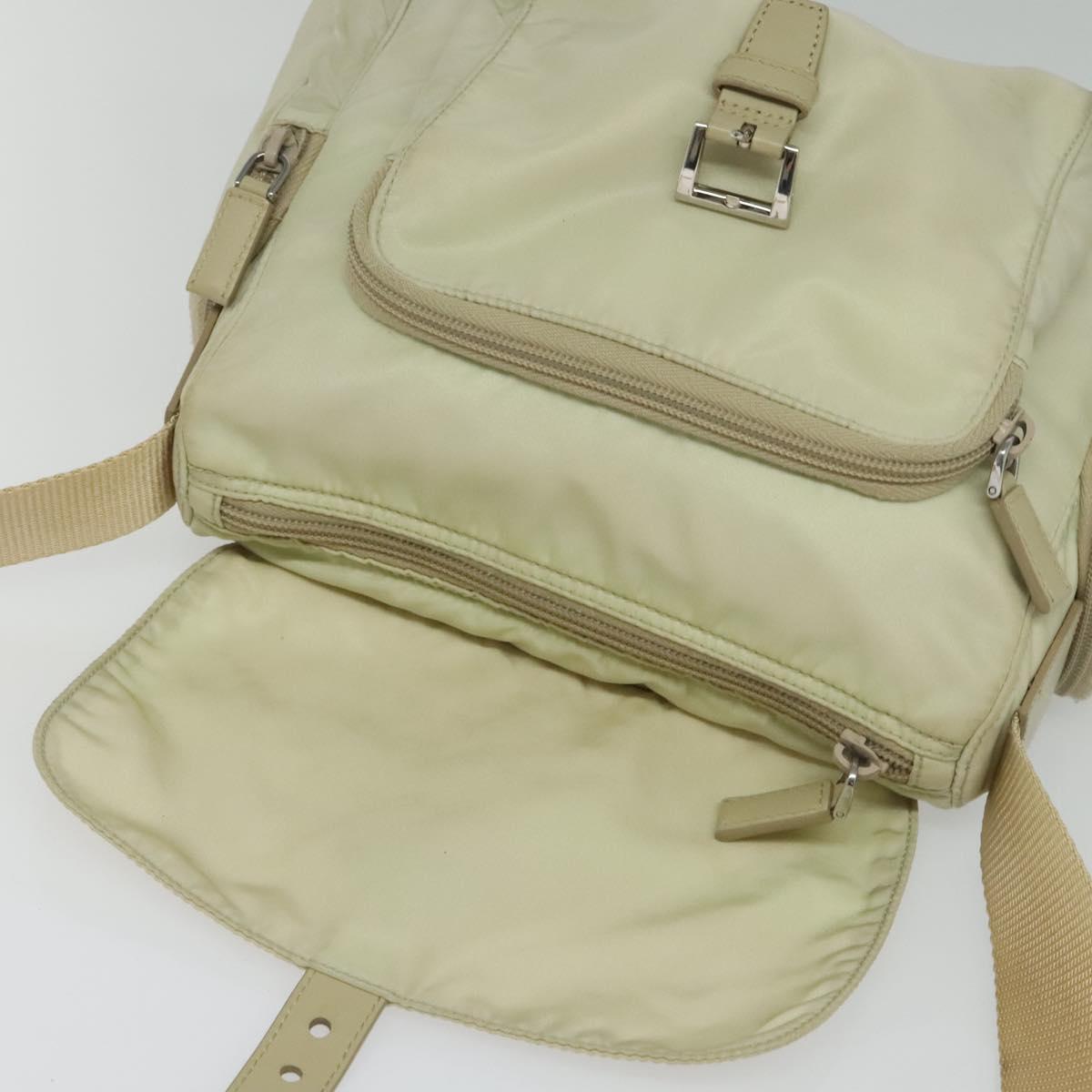 PRADA Shoulder Bag Nylon Ivory Silver Auth 139575