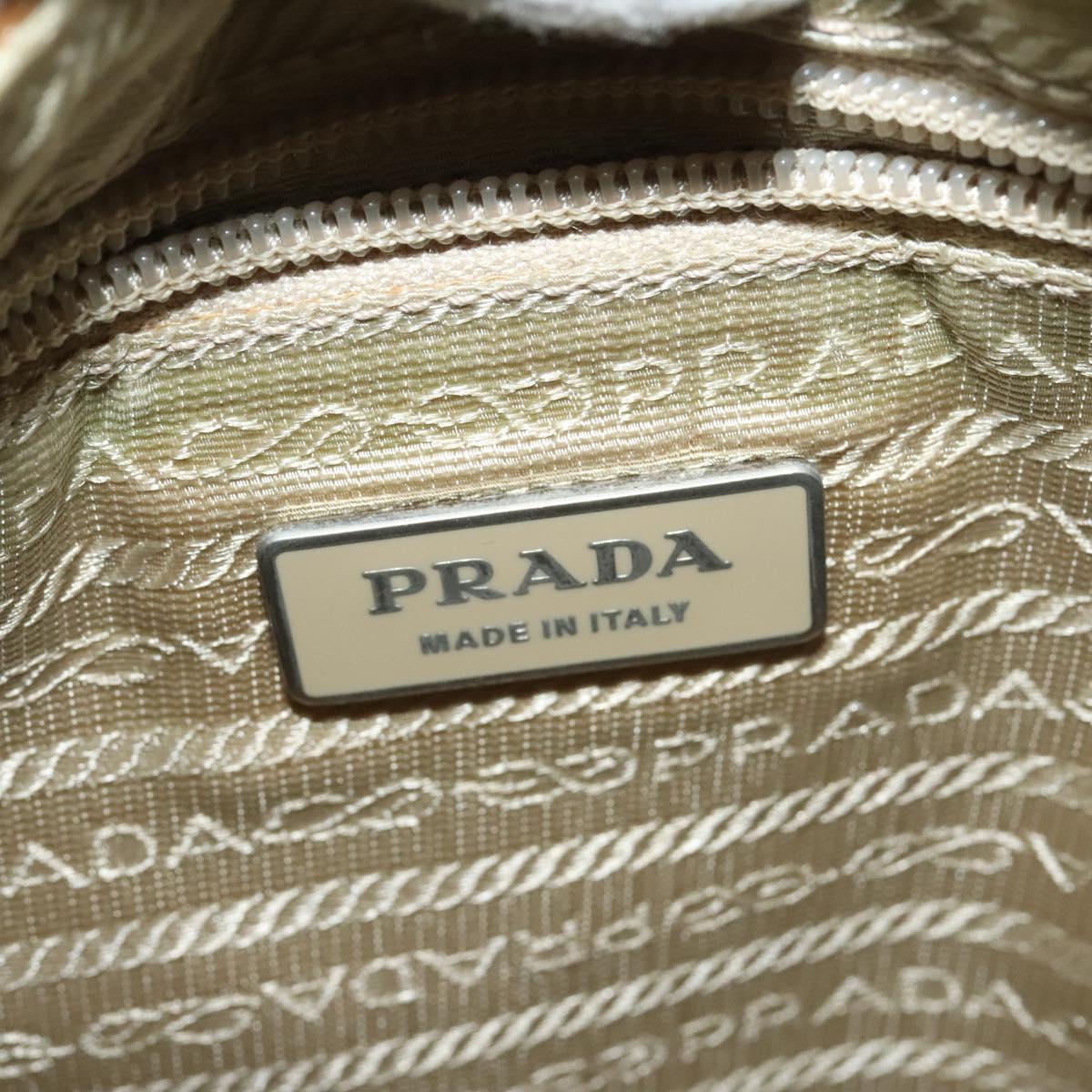 PRADA Shoulder Bag Nylon Ivory Silver Auth 139575