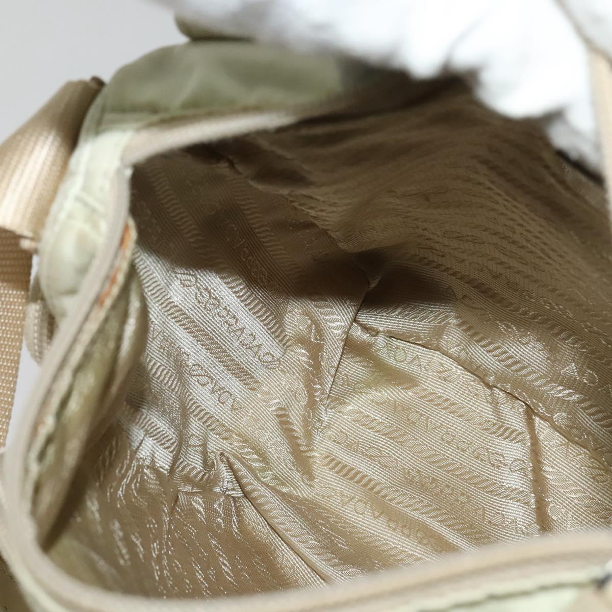 PRADA Shoulder Bag Nylon Ivory Silver Auth 139575