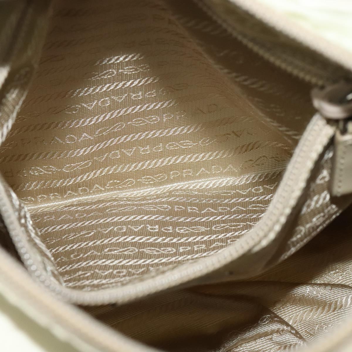 PRADA Shoulder Bag Nylon Ivory Silver Auth 139575