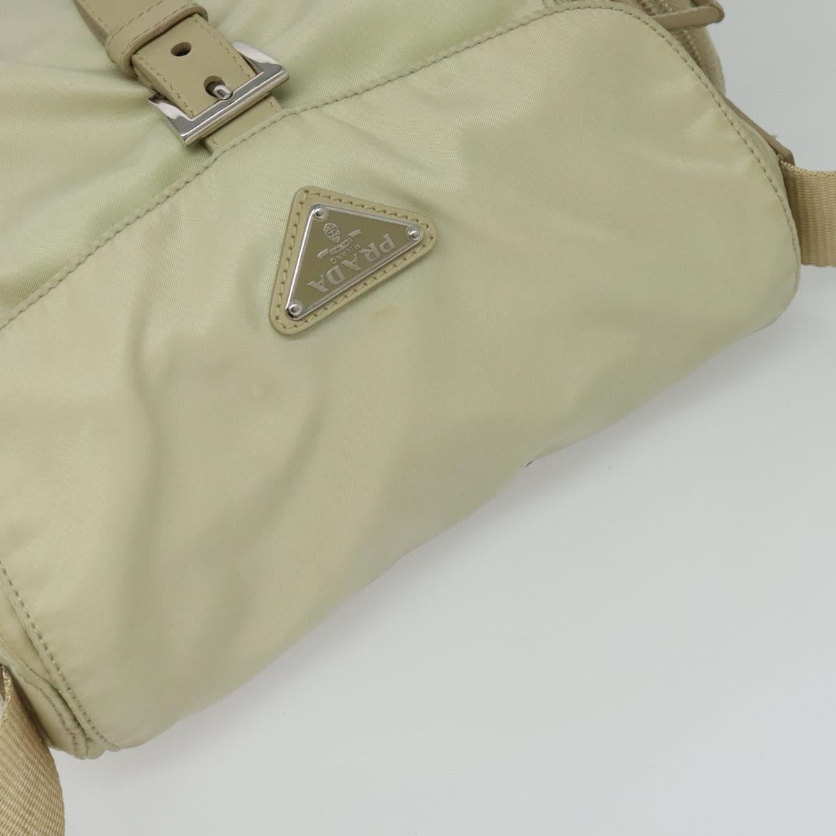 PRADA Shoulder Bag Nylon Ivory Silver Auth 139575