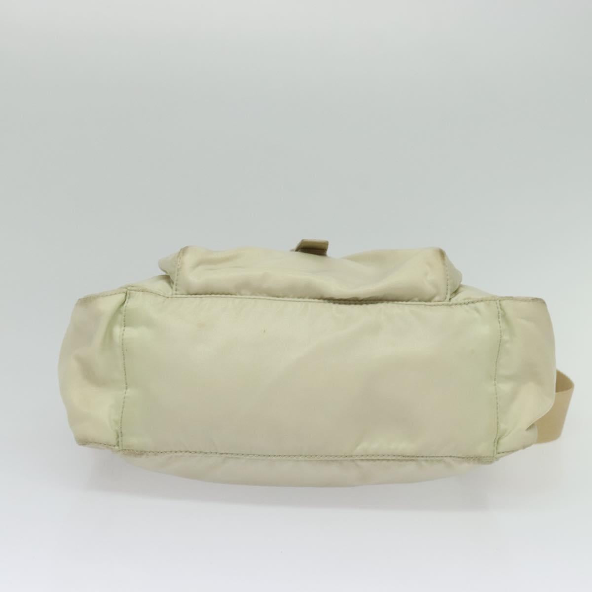 PRADA Shoulder Bag Nylon Ivory Silver Auth 139575