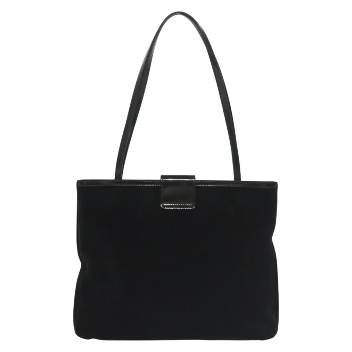 Salvatore Ferragamo Shoulder Bag Suede Black Gold Auth 139577