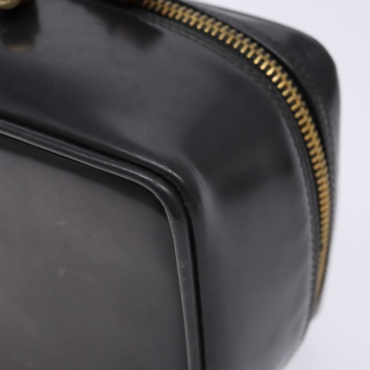 GUCCI Bamboo Vanity Hand Bag Patent leather Navy Gold 032 1705 0151 Auth 139591