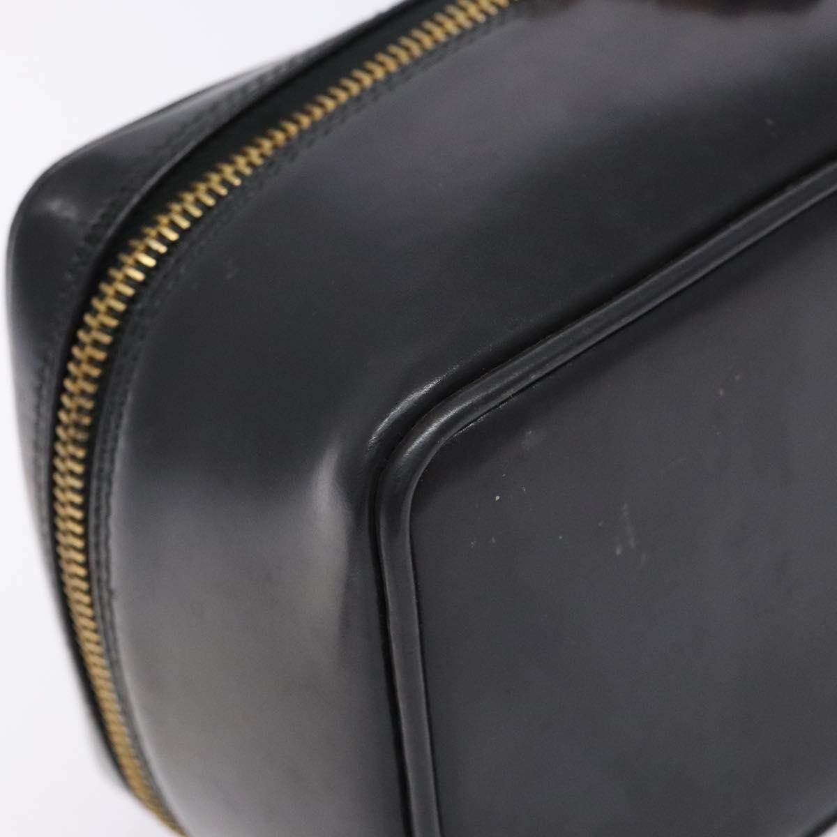 GUCCI Bamboo Vanity Hand Bag Patent leather Navy Gold 032 1705 0151 Auth 139591