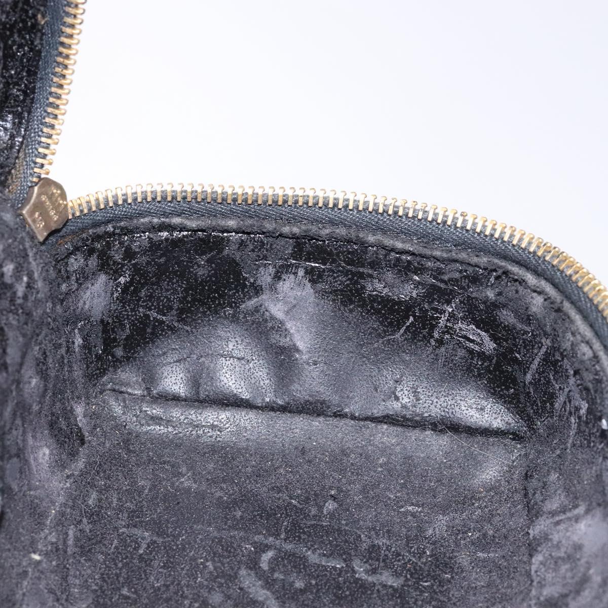 GUCCI Bamboo Vanity Hand Bag Patent leather Navy Gold 032 1705 0151 Auth 139591