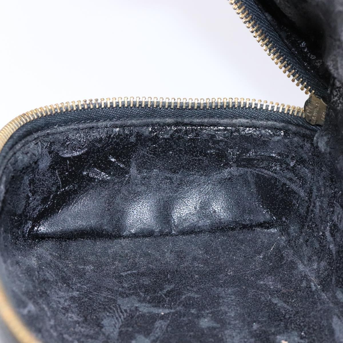 GUCCI Bamboo Vanity Hand Bag Patent leather Navy Gold 032 1705 0151 Auth 139591