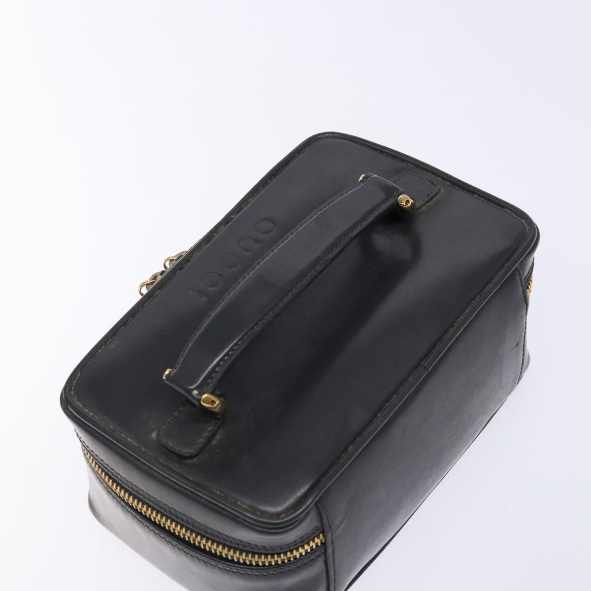 GUCCI Bamboo Vanity Hand Bag Patent leather Navy Gold 032 1705 0151 Auth 139591