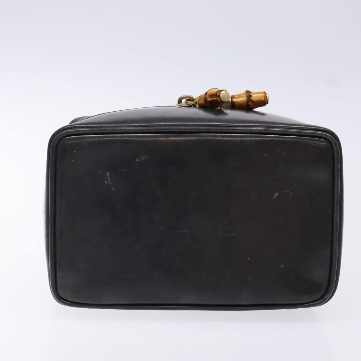 GUCCI Bamboo Vanity Hand Bag Patent leather Navy Gold 032 1705 0151 Auth 139591