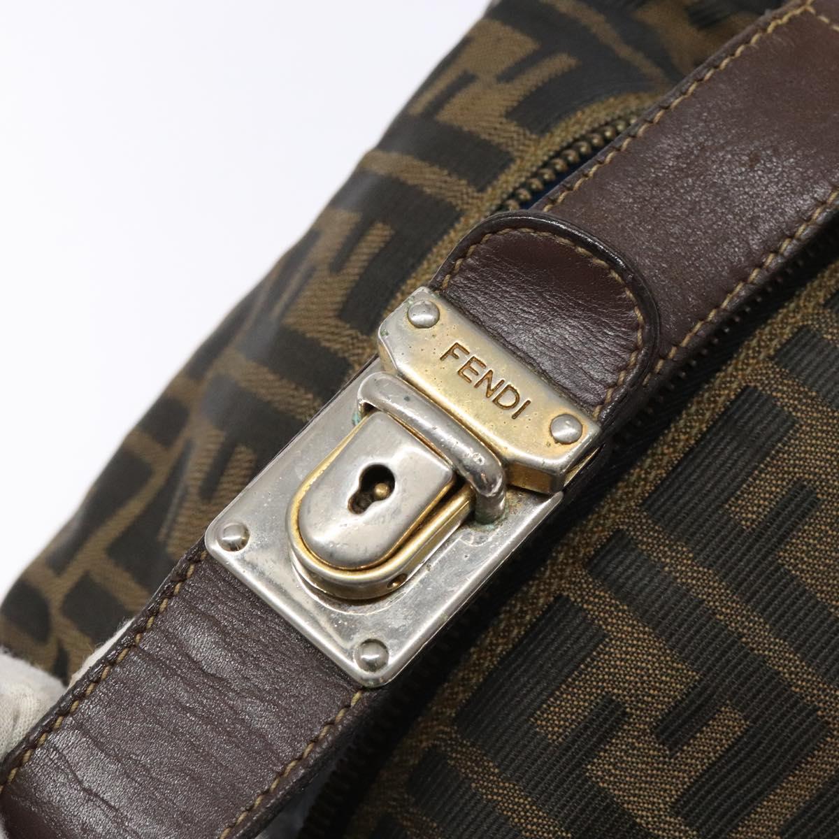 FENDI Zucca Canvas Vanity Pouch Black Brown Auth 139592