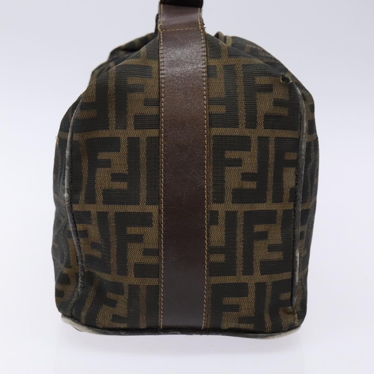 FENDI Zucca Canvas Vanity Pouch Black Brown Auth 139592