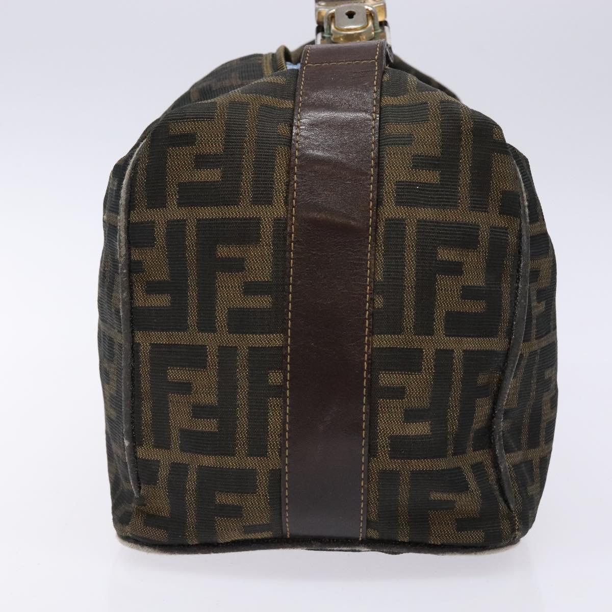 FENDI Zucca Canvas Vanity Pouch Black Brown Auth 139592