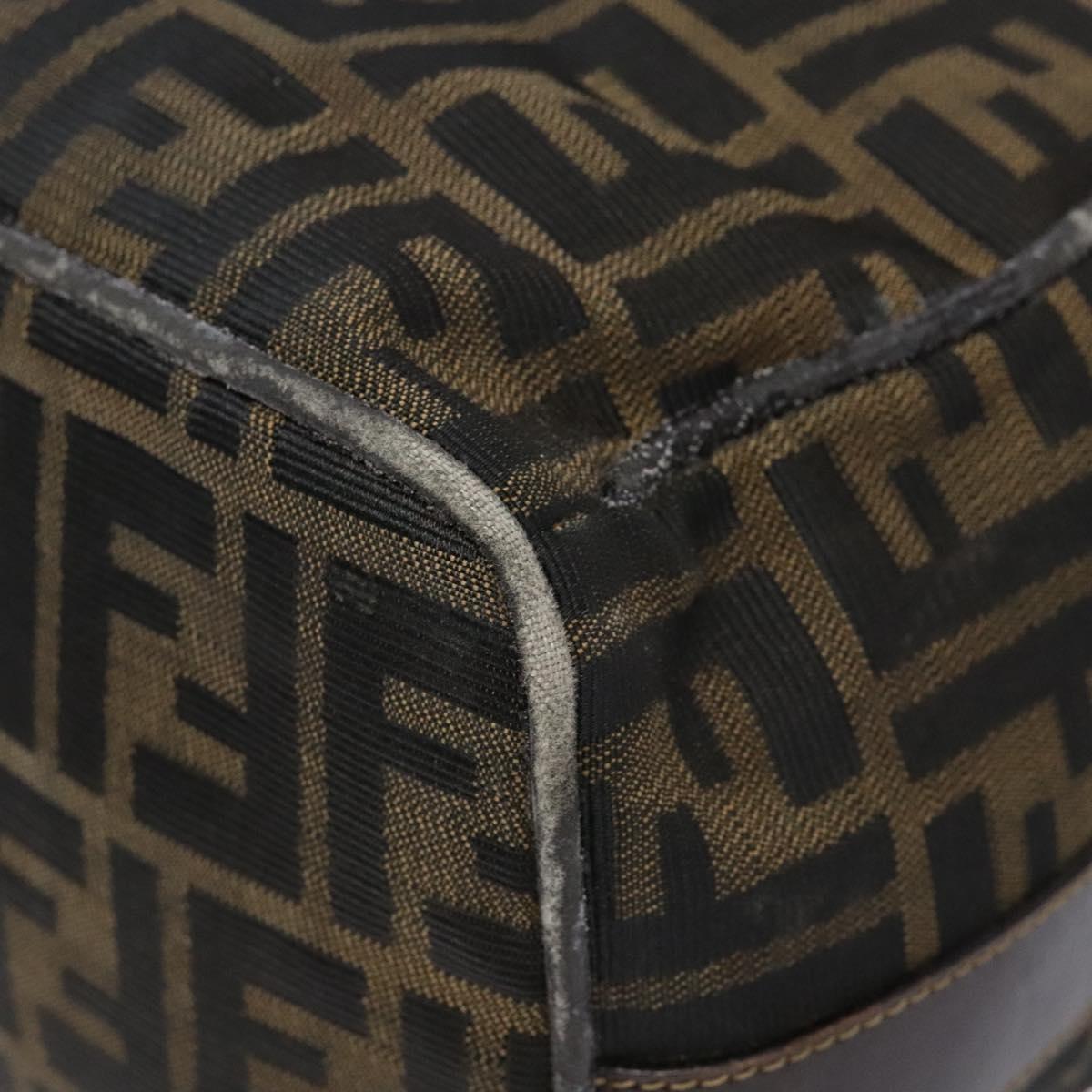 FENDI Zucca Canvas Vanity Pouch Black Brown Auth 139592