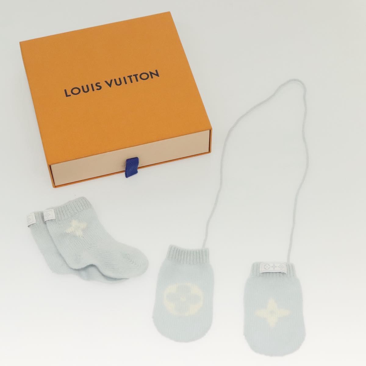 LOUIS VUITTON Baby Gift Set Cashmere White Light Blue GI029C LV Auth 139604