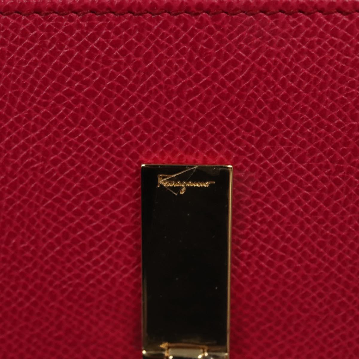Salvatore Ferragamo Gancini Long Wallet Leather Pink Gold Auth 139609