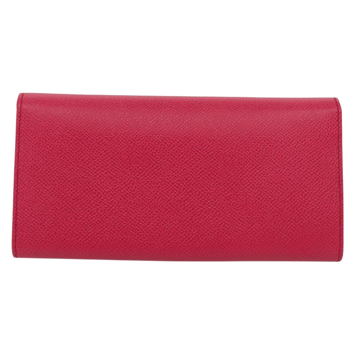 Salvatore Ferragamo Gancini Long Wallet Leather Pink Gold Auth 139609