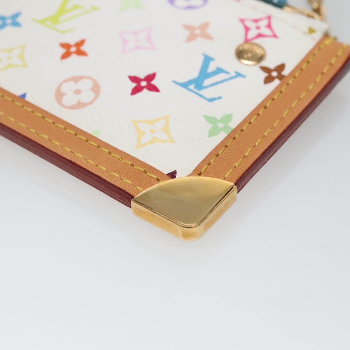 LOUIS VUITTON Multicolor Pochette Cles Coin Purse White M92655 LV Auth 139622V