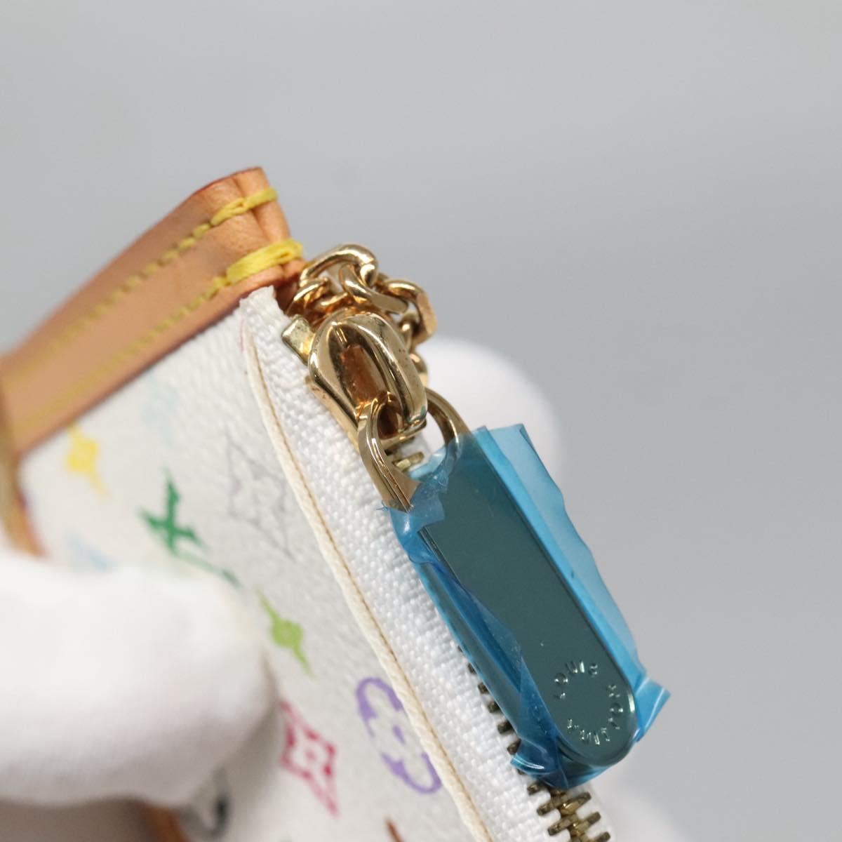 LOUIS VUITTON Multicolor Pochette Cles Coin Purse White M92655 LV Auth 139622V