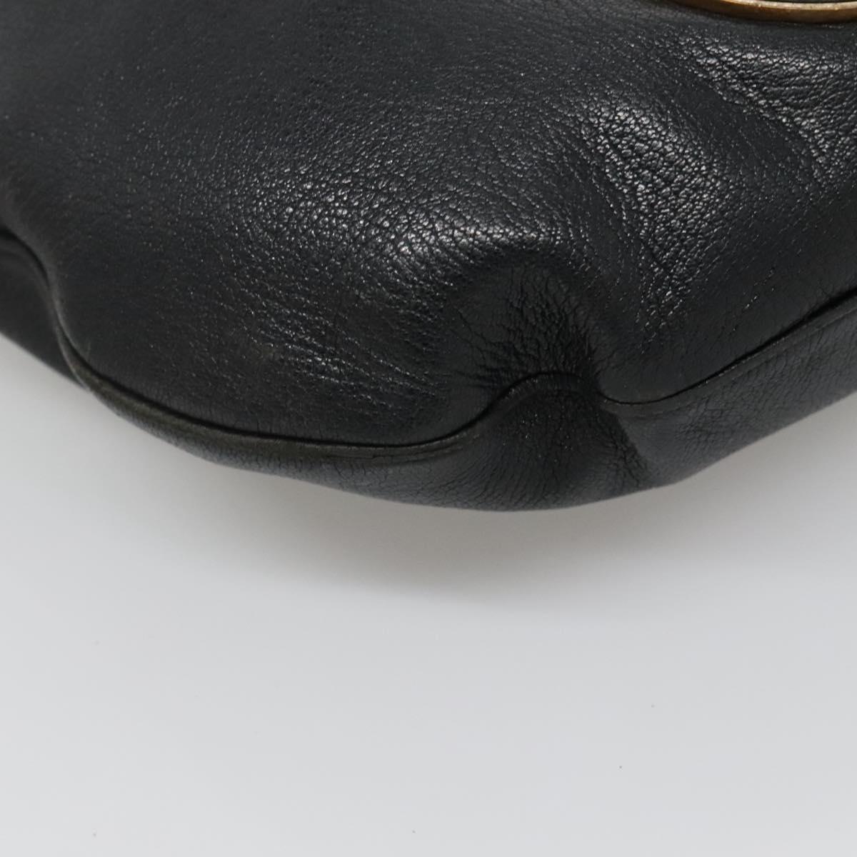 GUCCI Interlocking Shoulder Bag Leather Black Gold 121548 Auth 139643