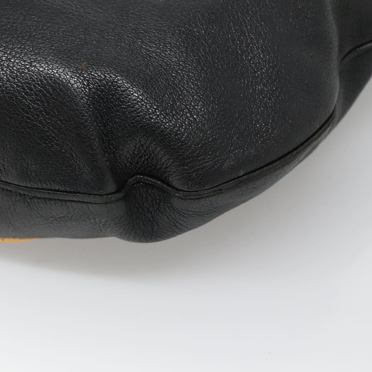 GUCCI Interlocking Shoulder Bag Leather Black Gold 121548 Auth 139643