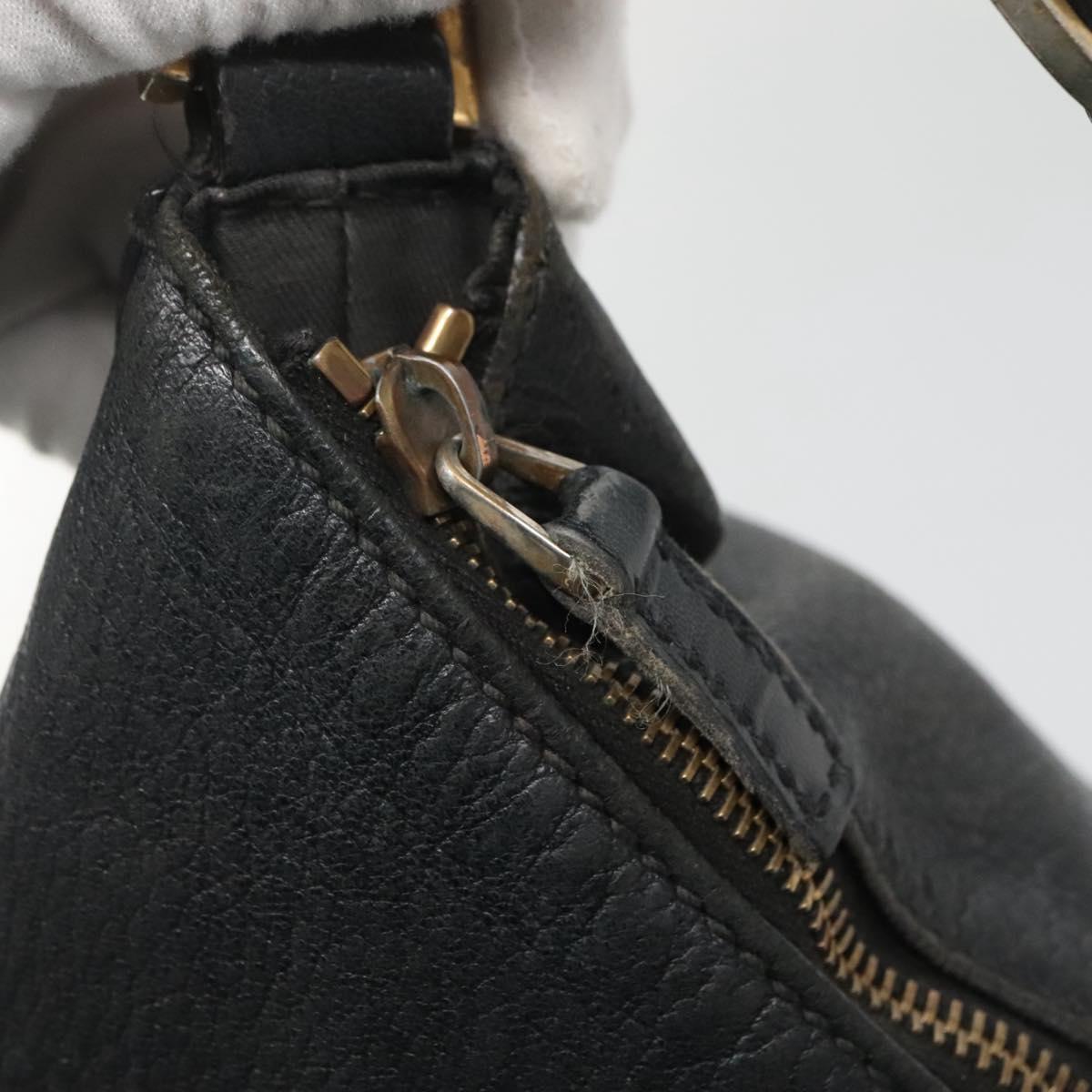 GUCCI Interlocking Shoulder Bag Leather Black Gold 121548 Auth 139643